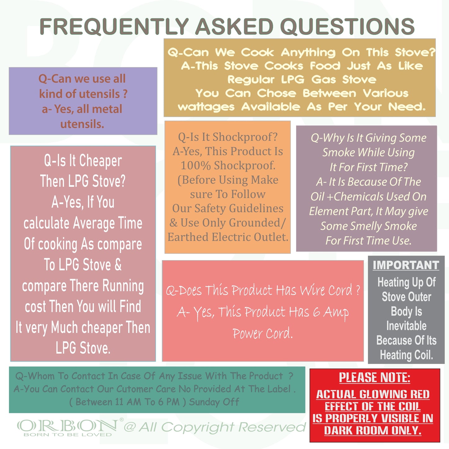 ORBON Electric Coil Cooking Stove 500 Watts Chrome