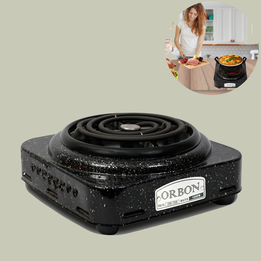 ORBON Electric Coil Cooking Stove 2000 Watts Square Vitreous