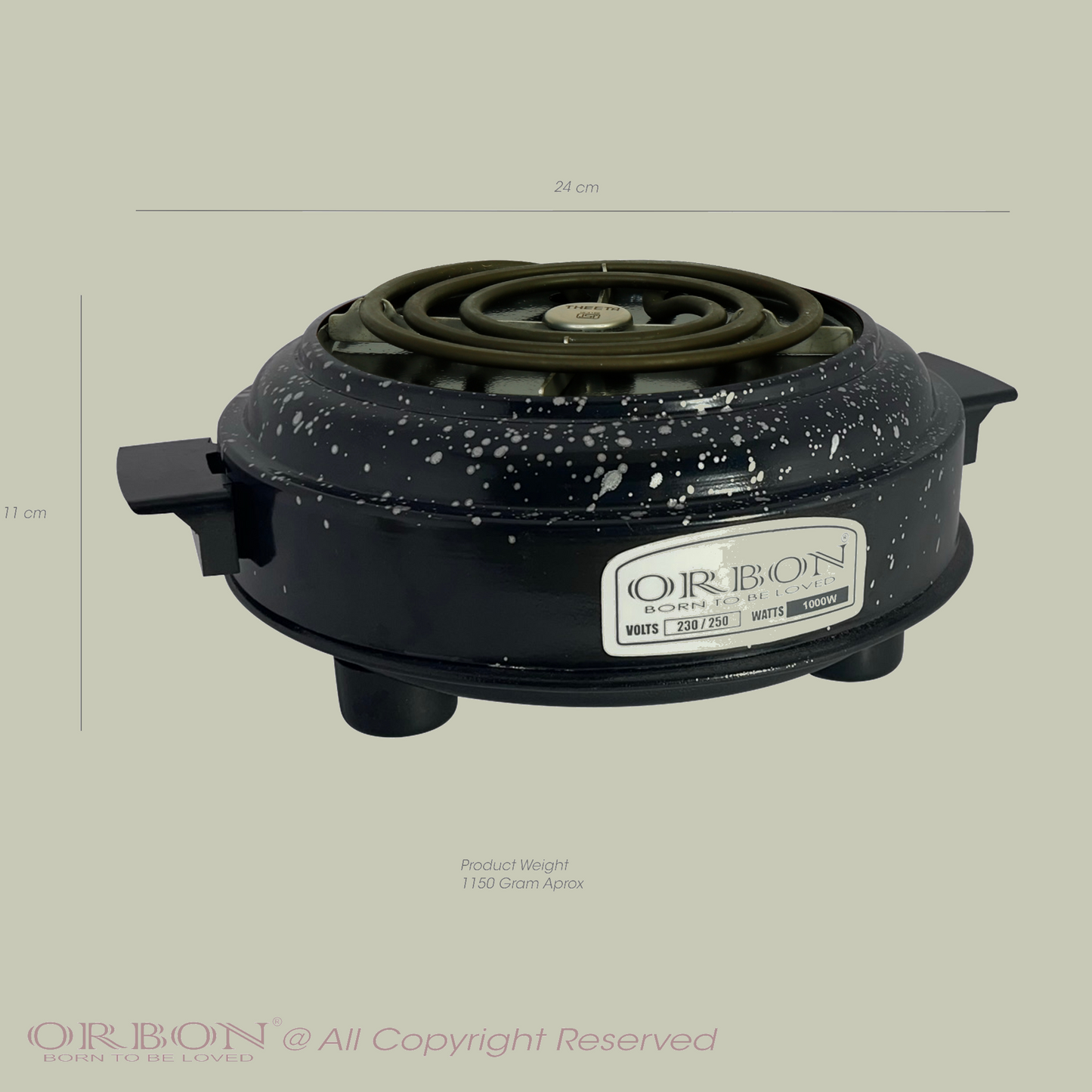 ORBON Electric Coil Cooking Stove 1000 Watts Round Vitreous