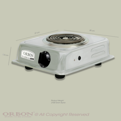 ORBON Electric Coil Cooking Stove 2000 Watts Jhonson Chrome