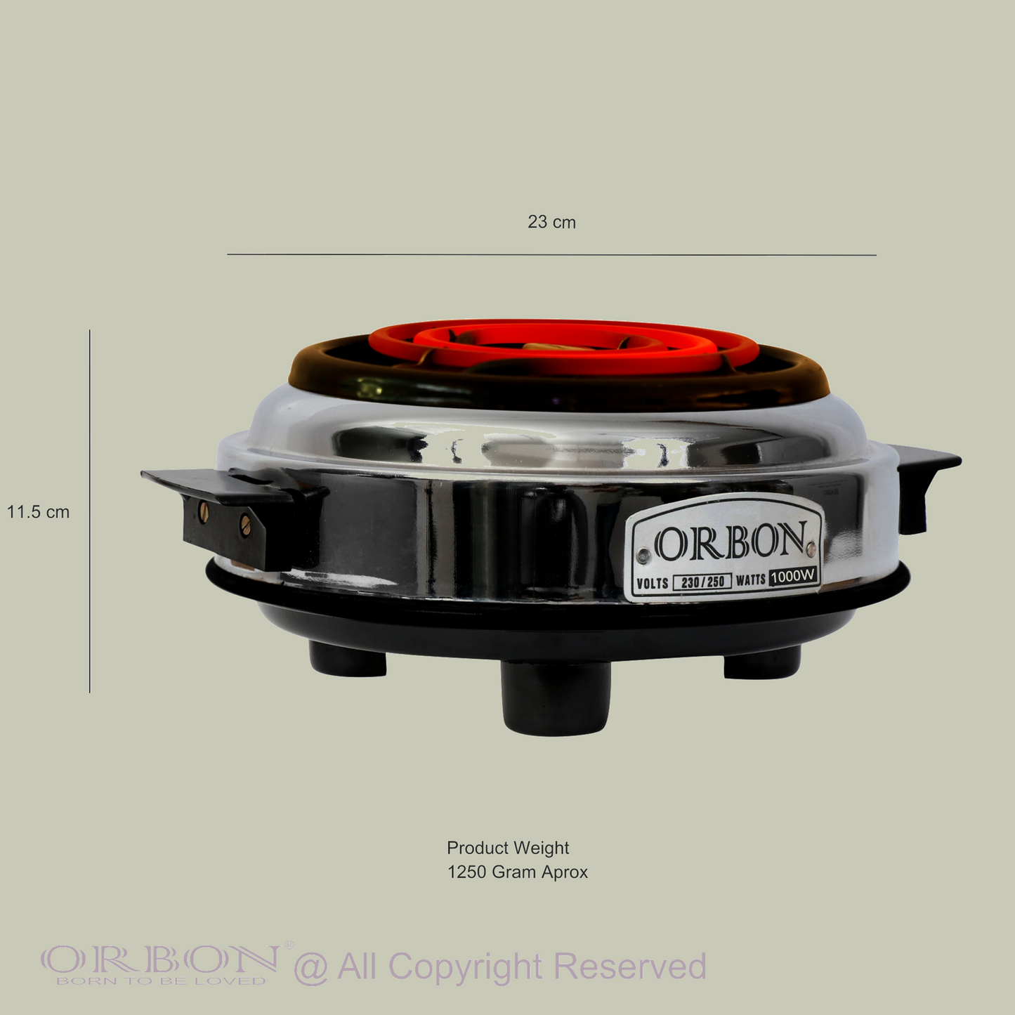 ORBON Electric Coil Cooking Stove 1000 Watts Round Chrome