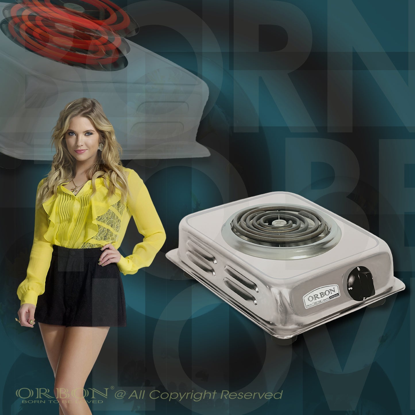 ORBON Electric Coil Cooking Stove 2000 Watts Jhonson Chrome