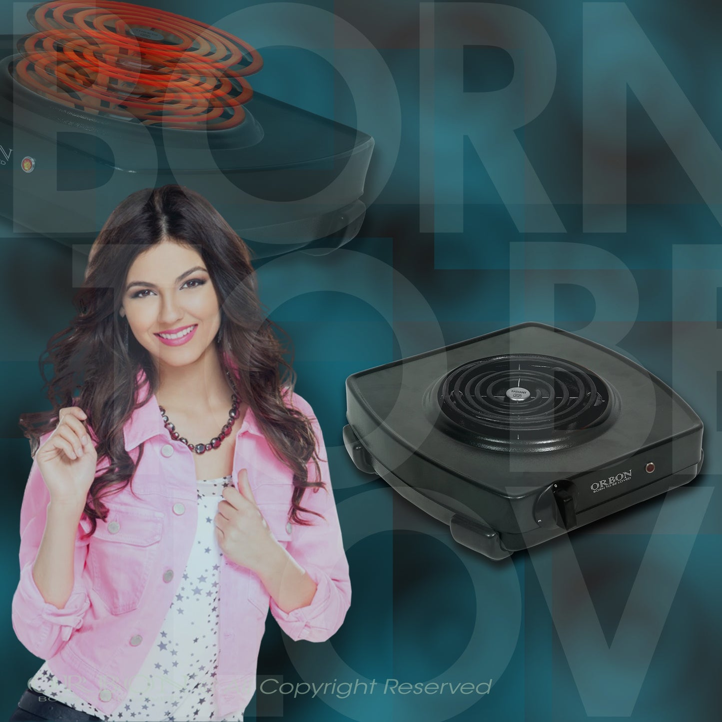 ORBON Electric Coil Cooking Stove 2000 Watts Classic Black