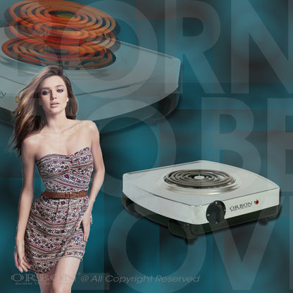 ORBON Electric Coil Cooking Stove 2000 Watts Classic Chrome