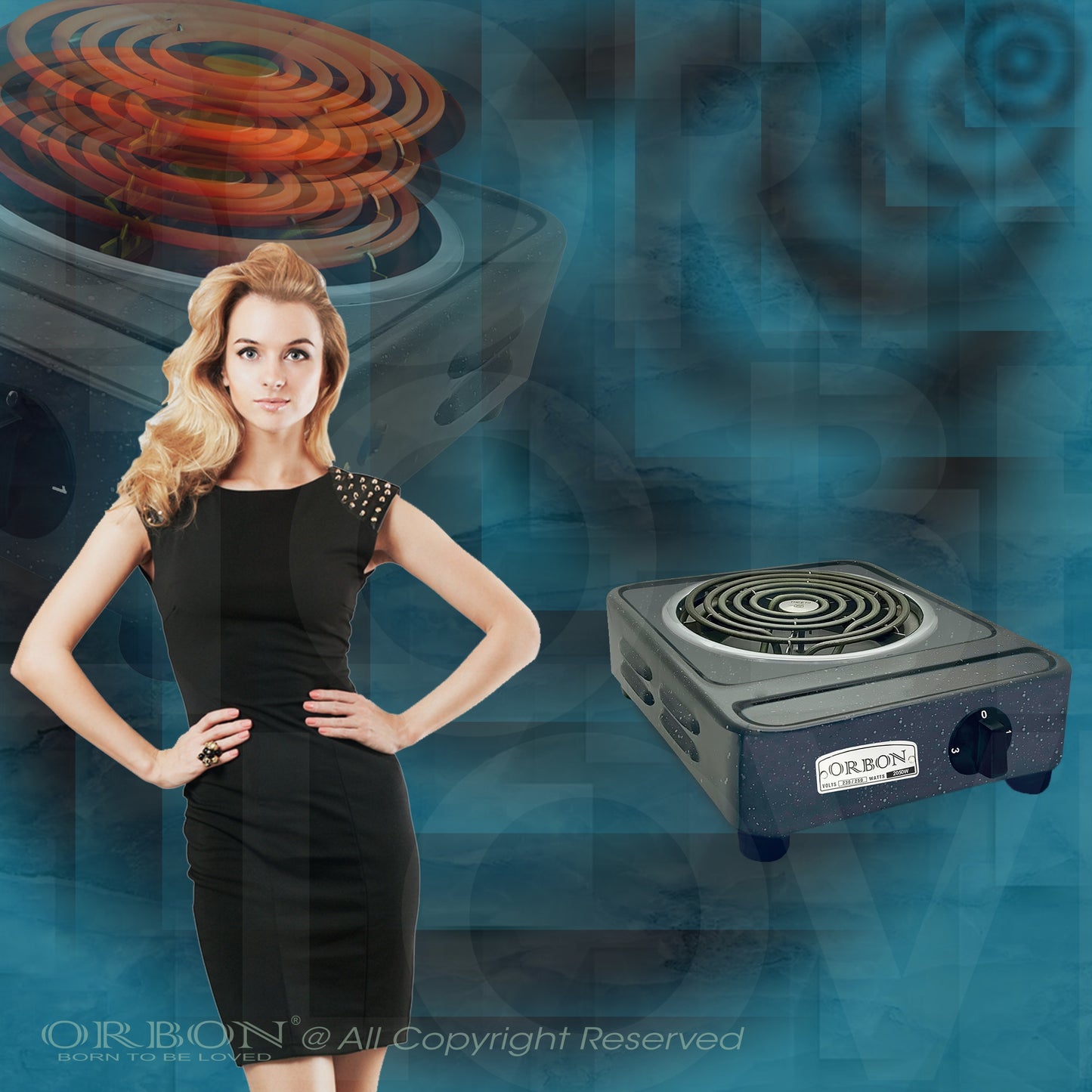 ORBON Electric Coil Cooking Stove 2050 Watts Vitreous