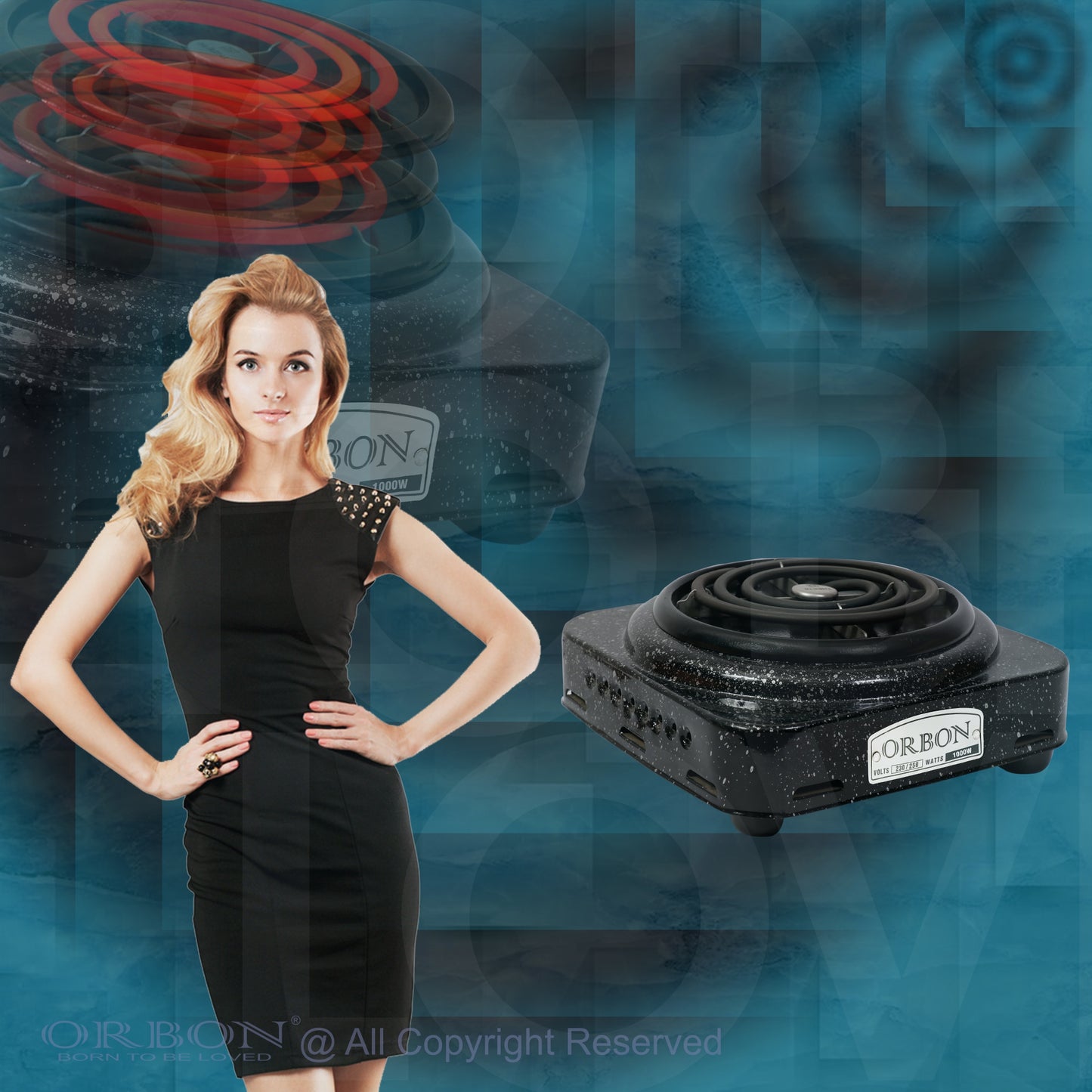 ORBON Electric Coil Cooking Stove 1000 Watts Square Vitreous