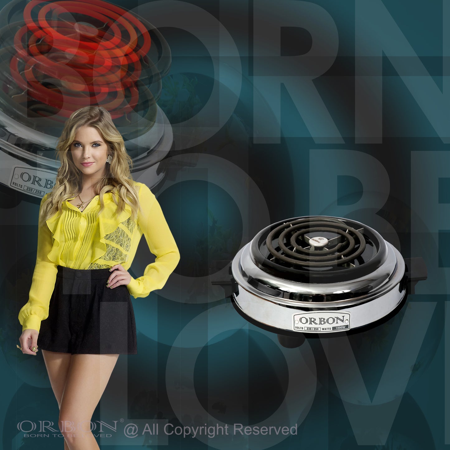 ORBON Electric Coil Cooking Stove 1000 Watts Round Chrome