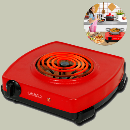 ORBON Electric Coil Cooking Stove 2000 Watts Classic Red