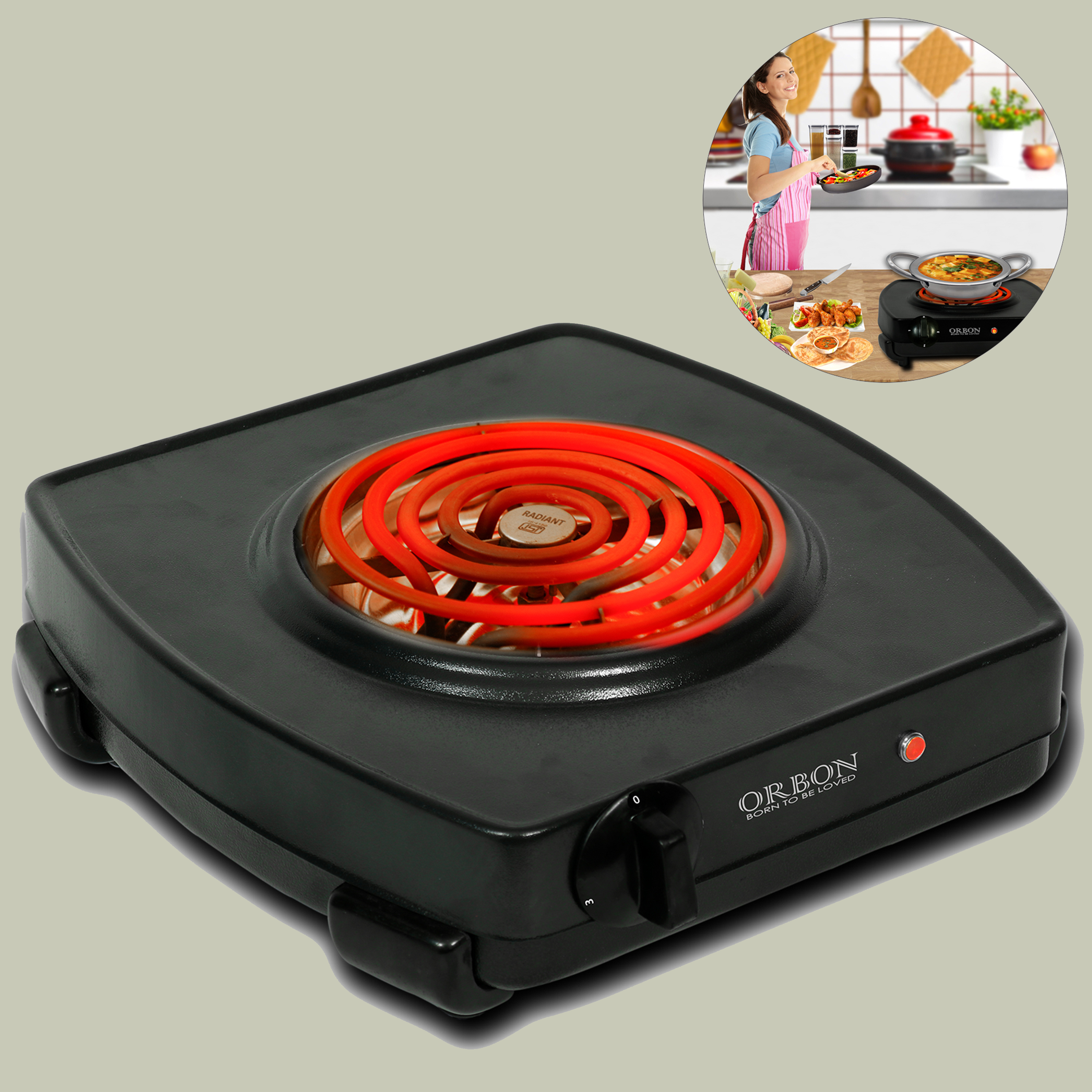 ORBON Electric Coil Cooking Stove 2000 Watts Classic Black – ORBON STOVES