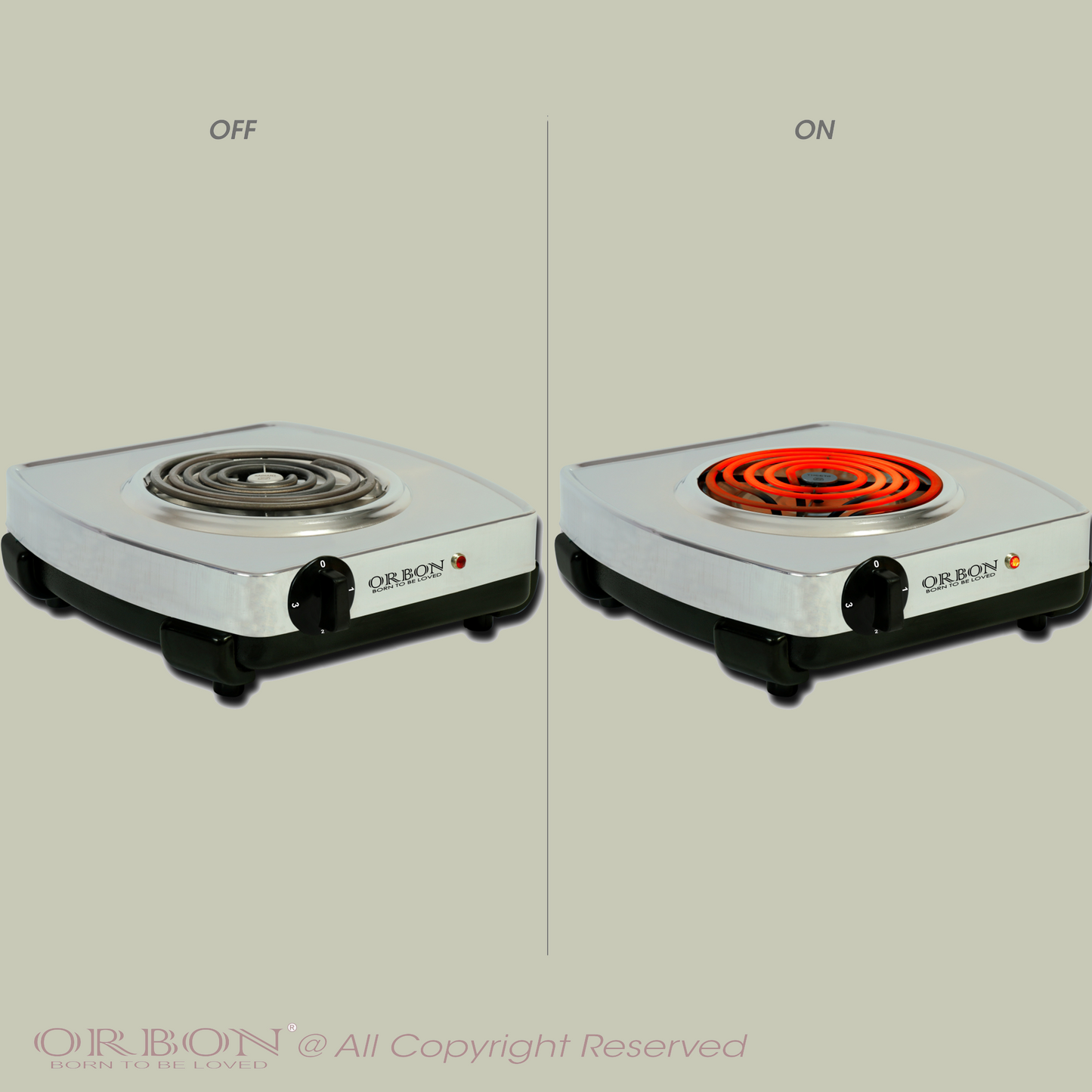 ORBON Electric Coil Cooking Stove 2000 Watts Classic Chrome