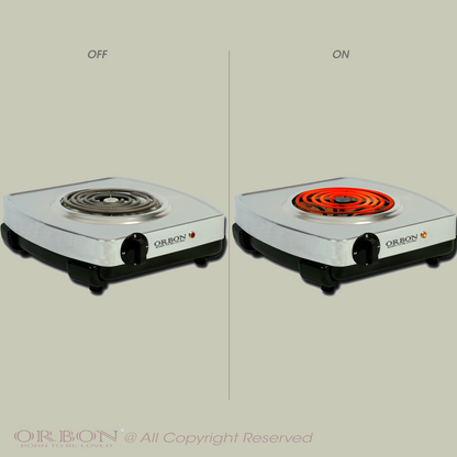 ORBON Electric Coil Cooking Stove 2000 Watts Classic Chrome