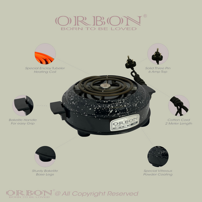 ORBON Electric Coil Cooking Stove 1000 Watts Round Vitreous