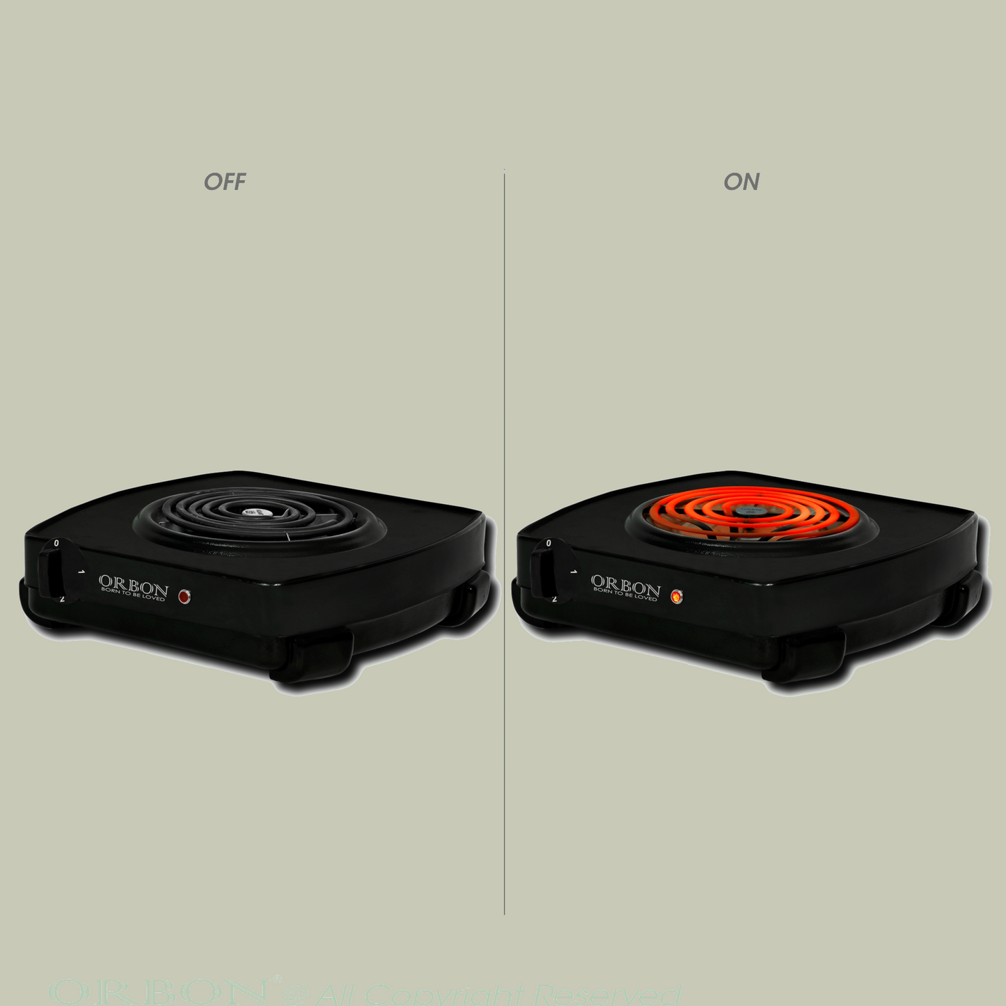 ORBON Electric Coil Cooking Stove 2000 Watts Classic Black