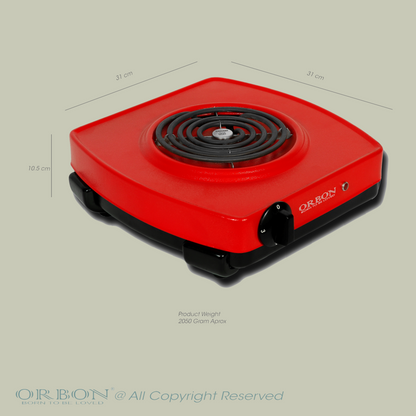 ORBON Electric Coil Cooking Stove 2000 Watts Classic Red