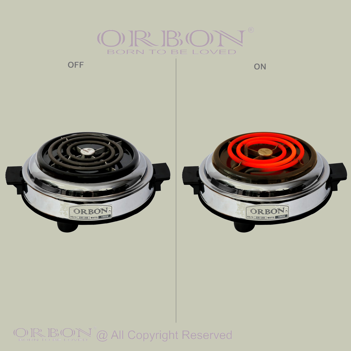 ORBON Electric Coil Cooking Stove 1000 Watts Round Chrome