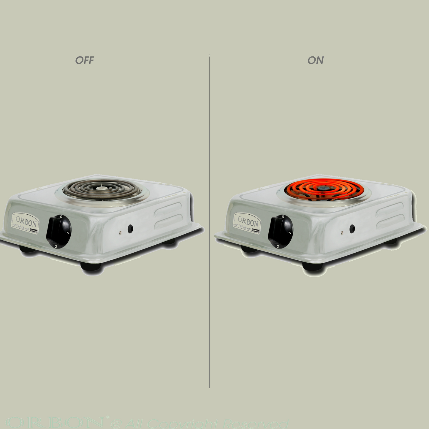 ORBON Electric Coil Cooking Stove 2000 Watts Jhonson Chrome