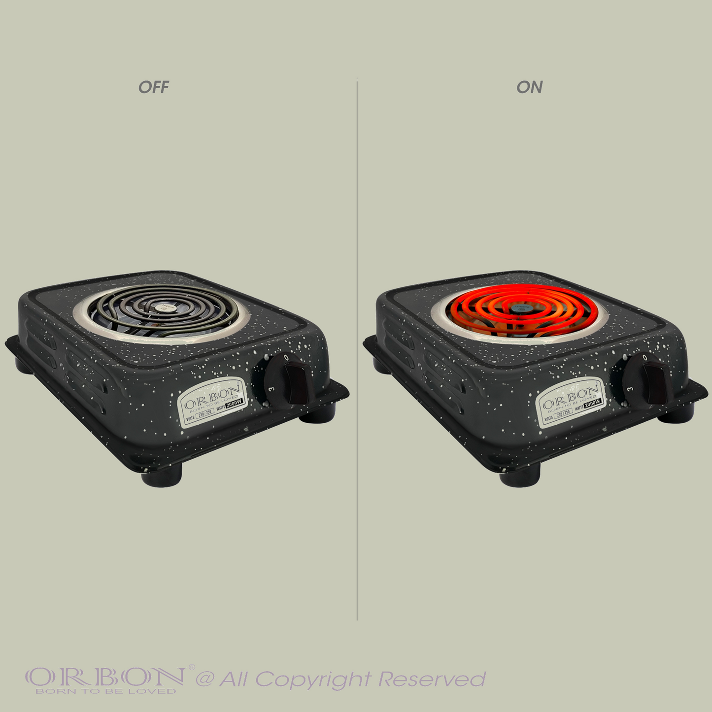 ORBON Electric Coil Cooking Stove 2000 Watts Jhonson Vitreous