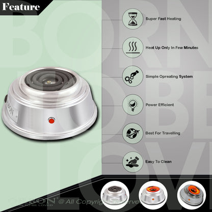ORBON Electric Coil Cooking Stove 500 Watts Chrome