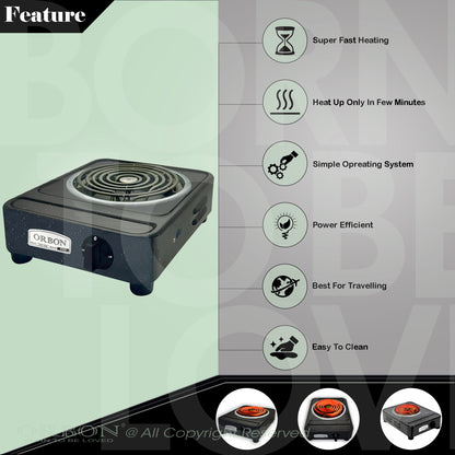 ORBON Electric Coil Cooking Stove 2050 Watts Vitreous