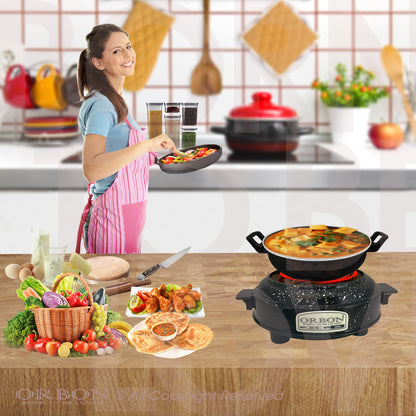 ORBON Electric Coil Cooking Stove 1000 Watts Round Vitreous