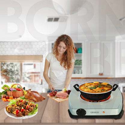 ORBON Electric Coil Cooking Stove 2000 Watts Classic Chrome