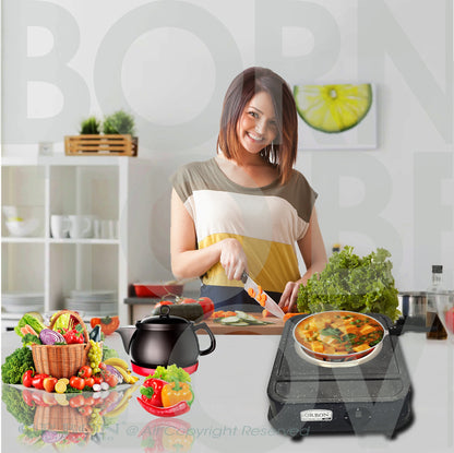 ORBON Electric Coil Cooking Stove 2000 Watts Big Base Grey