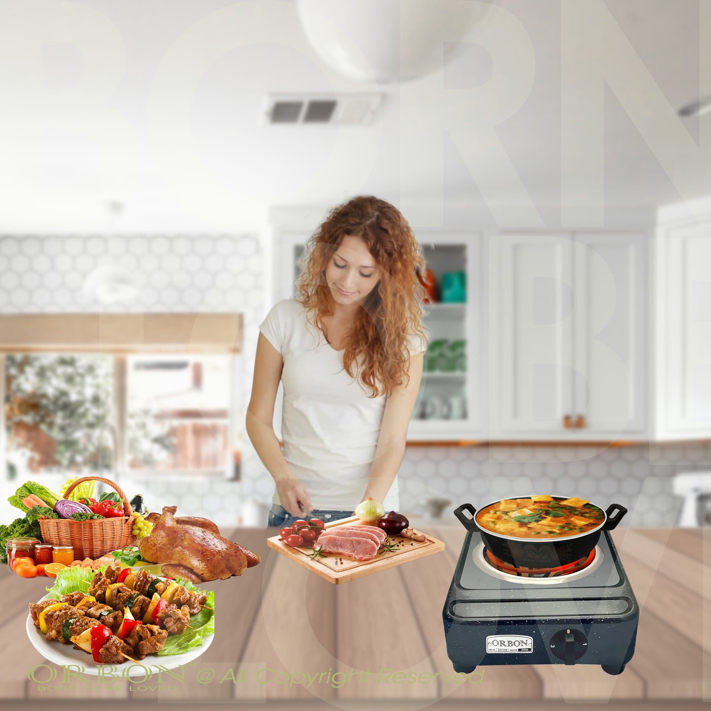 ORBON Electric Coil Cooking Stove 2000 Watts Vitreous