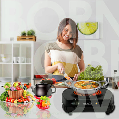 ORBON Electric Coil Cooking Stove 2000 Watts Classic Black