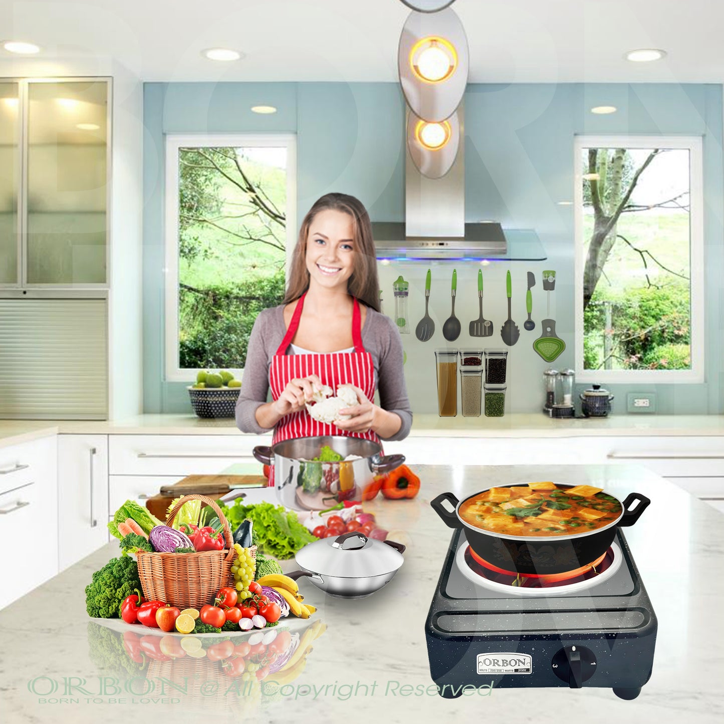 ORBON Electric Coil Cooking Stove 2050 Watts Vitreous