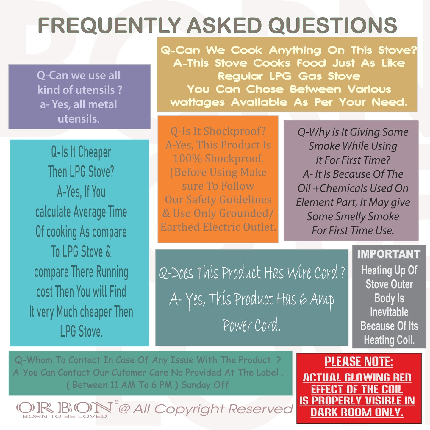 ORBON Electric Coil Cooking Stove 1000 Watts Round Vitreous