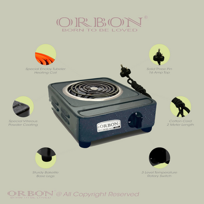 ORBON Electric Coil Cooking Stove 2050 Watts Vitreous