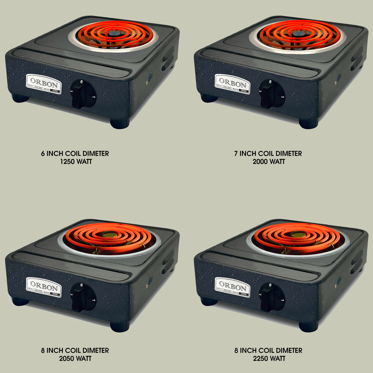 ORBON Electric Coil Cooking Stove 2050 Watts Vitreous