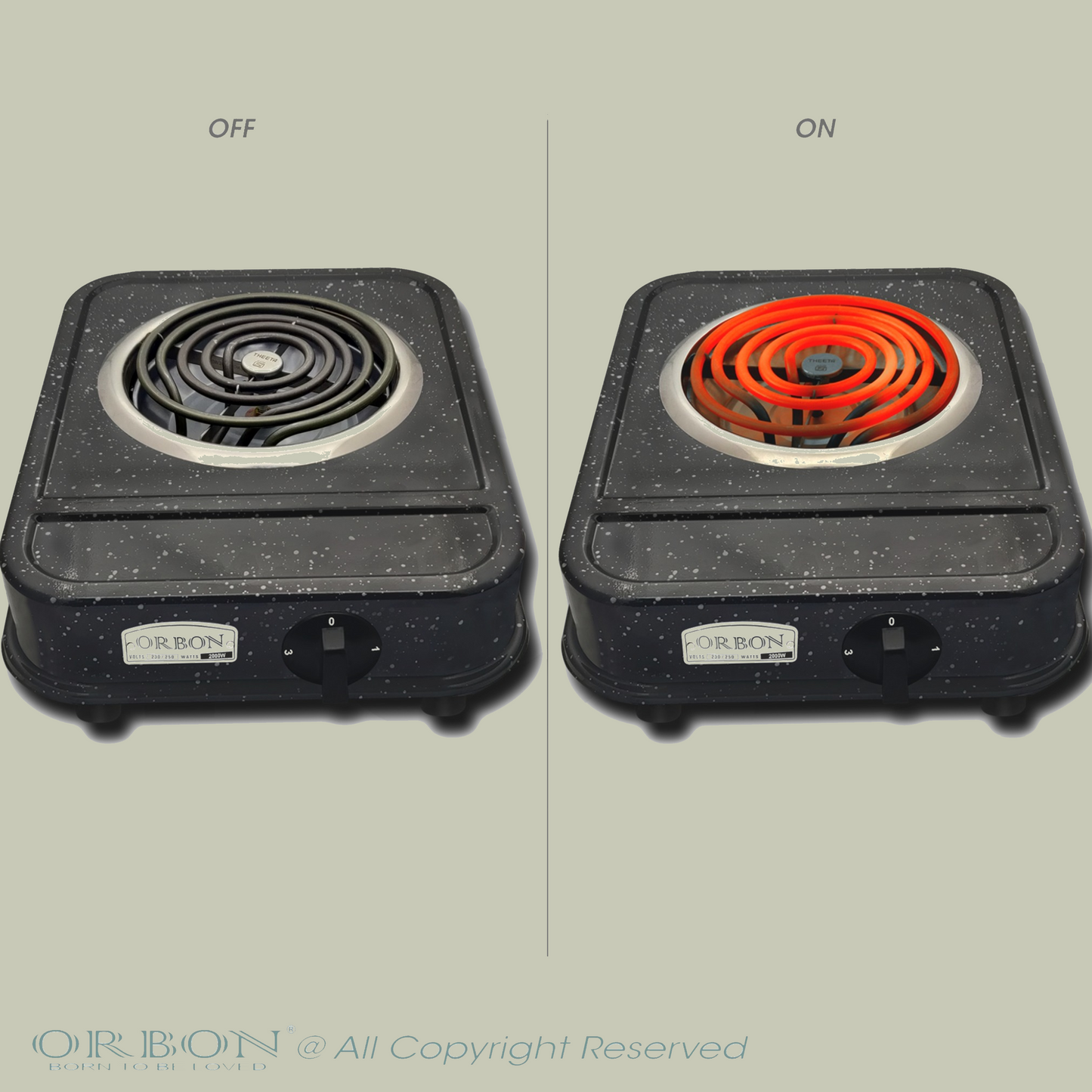 ORBON Electric Coil Cooking Stove 2000 Watts Big Base Grey